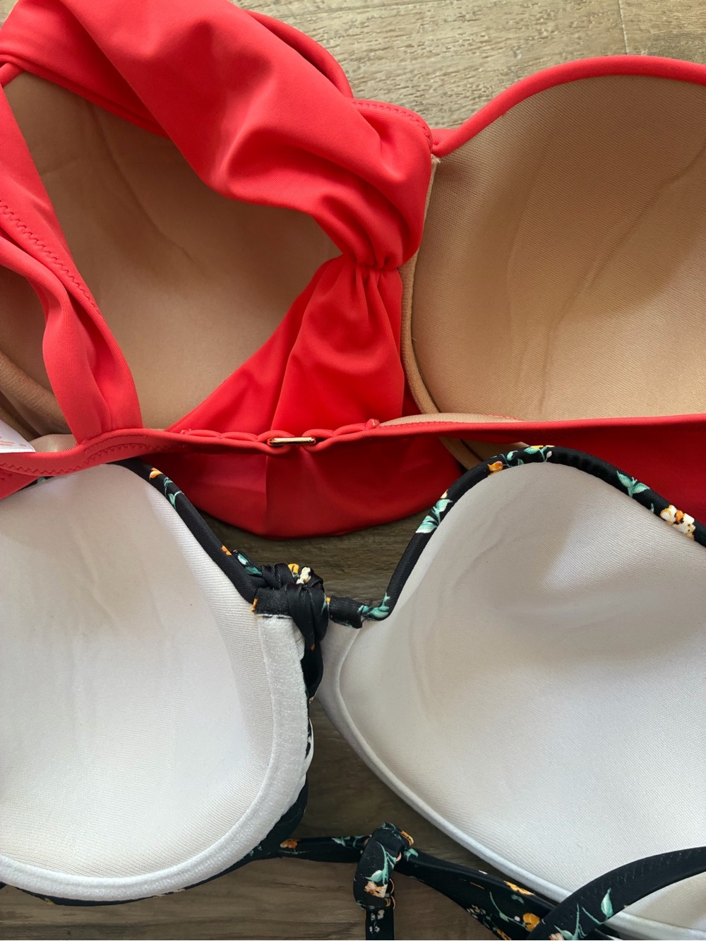 Shade & Shore 2 Bikini Swim Tops Floral Plain One Strap - Picture 9 of 13